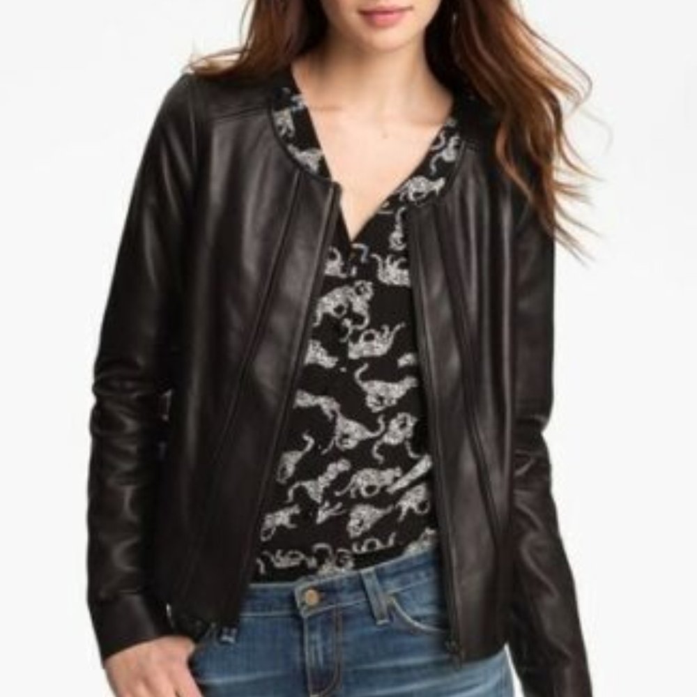 Trouve Double Zip Black Leather Jacket  Size XS